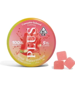 PLUS | Uplift Sour Watermelon Gummies – 100mg